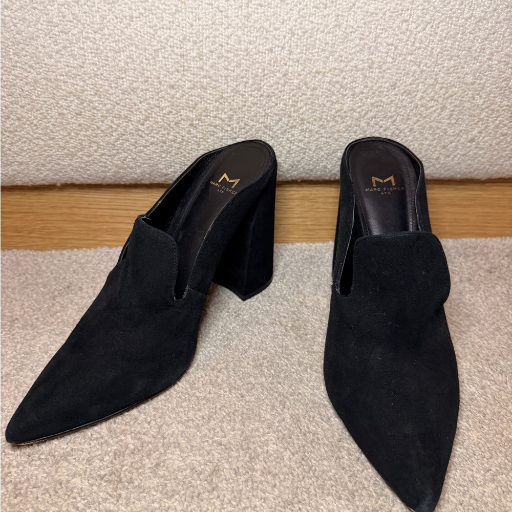 Marc Fisher LTD Black Suede Heeled Mules
